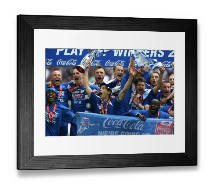 Framed Print : Millwall Football Club: The Celebration - Winning the Coca-Cola Football League One Play Off Final at Wembley (vs Swindon Town) with Captain Paul Robinson