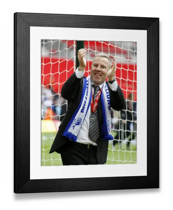 Framed Print : Millwall's Triumph: Kenny Jackett and Fans Celebrate Promotion to League One at Wembley (The Play-Off Final)