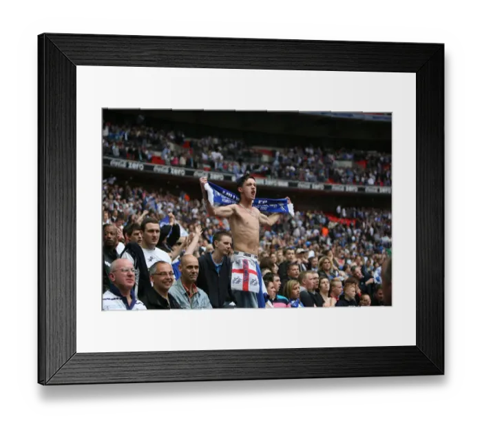 Framed Print : Millwall FC's Play-Off Triumph: The Ecstatic Fans Celebrate at Wembley (Coca-Cola Football League One) Framed Print : Millwall FC's Play-Off Triumph: The Ecstatic Fans Celebrate at Wembley (Coca-Cola Football League One)
