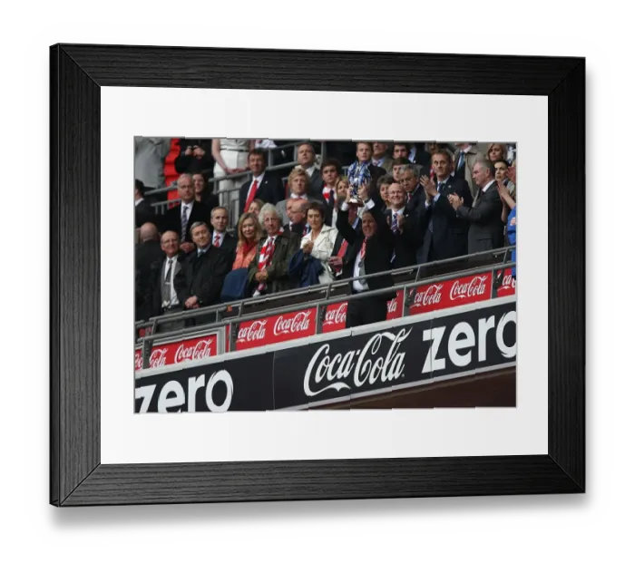 Framed Print : Millwall FC Celebrate Promotion to League One: Kenny Jackett and Team Lift the Play-Off Trophy at Wembley Stadium