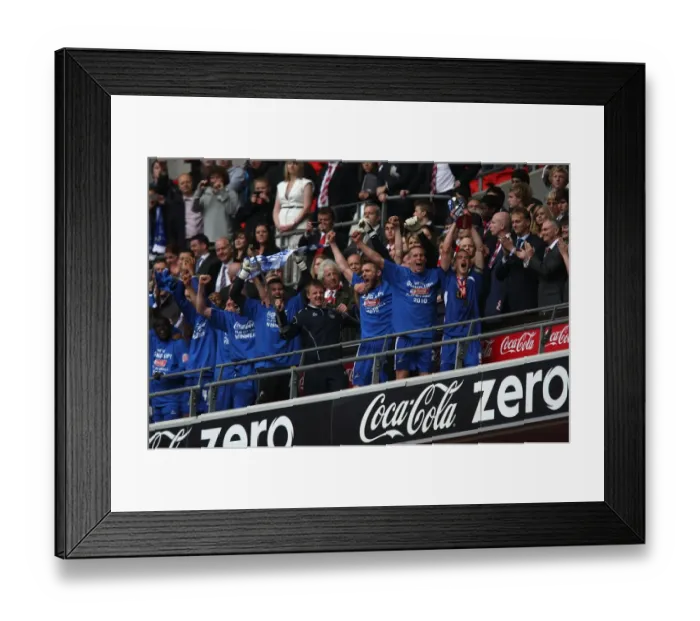 Framed Print : Millwall FC's Promotion to League One: Celebrating at Wembley with Paul Robinson and the Trophy Framed Print : Millwall FC's Promotion to League One: Celebrating at Wembley with Paul Robinson and the Trophy