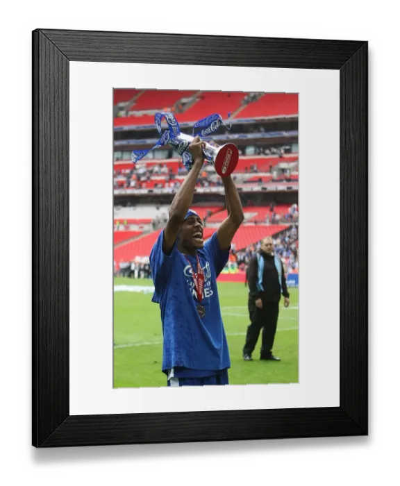 Framed Print : Millwall's Glory: Nadjim Abdou's Triumphant Wembley Moment (The Celebration) - Millwall FC, Football League One Play-Off Final vs Swindon Town