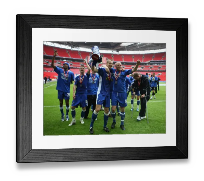 Framed Print : The Glorious Moment: Millwall's Paul Robinson and Gary Alexander Celebrate Promotion at Wembley (Millwall vs Swindon Town, Football League One Play Off Final)