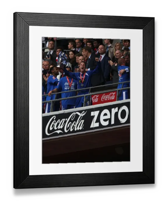 Framed Print : Millwall FC's Neil Harris Lifts the Promotion Trophy at Wembley Stadium Framed Print : Millwall FC's Neil Harris Lifts the Promotion Trophy at Wembley Stadium