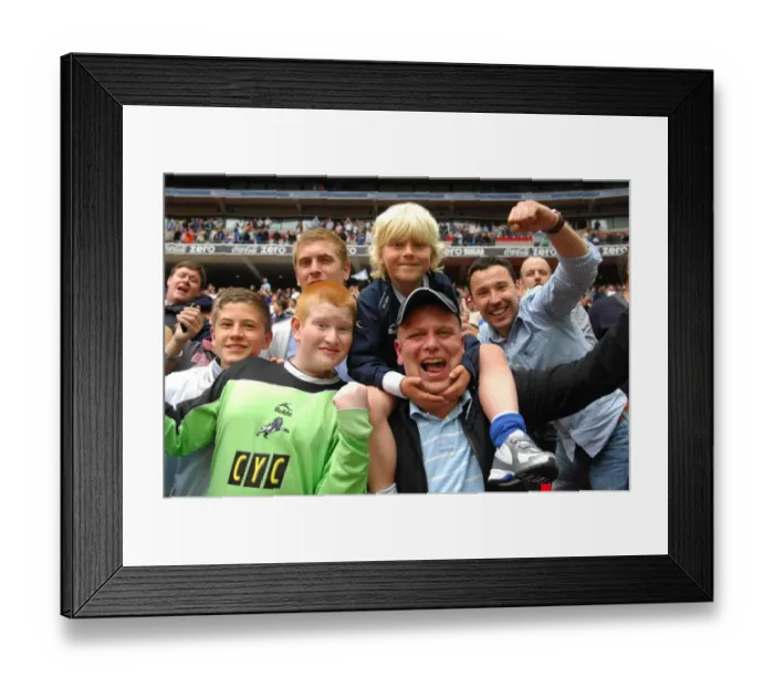 Framed Print : Millwall vs Swindon Town: Football Fans Celebrate at Wembley Stadium during the 2010 Coca-Cola League One Play-Off Final Framed Print : Millwall vs Swindon Town: Football Fans Celebrate at Wembley Stadium during the 2010 Coca-Cola League One Play-Off Final