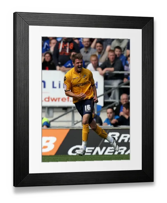 Framed Print : Millwall's Scott Barron Scores First Goal Against Cardiff City in Npower Championship (25-09-2010)