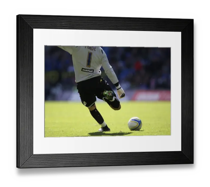 Framed Print : Millwall's David Forde Kicks Off at Cardiff City Stadium, Championship 2010