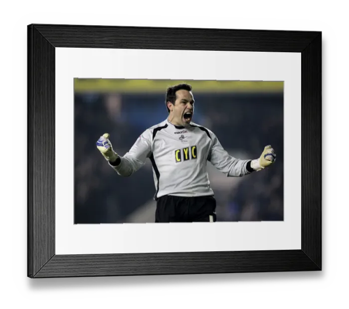 Framed Print : Millwall's David Forde and Steve Morison Celebrate Goal Against Queens Park Rangers in Npower Championship (08-03-2011, The New Den)