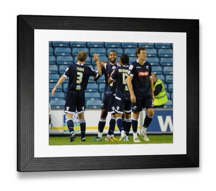 Framed Print : Millwall's Thrilling First Goal vs. Peterborough United in Championship Match (17-08-2011) Framed Print : Millwall's Thrilling First Goal vs. Peterborough United in Championship Match (17-08-2011)