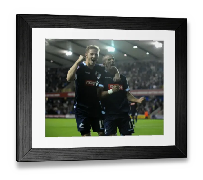 Framed Print : Millwall's Hamer Bouazza Scores Second Goal Against Peterborough United in Npower Championship Match at The Den (17-08-2011)