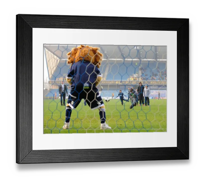Framed Print : Millwall's Zampa the Lion Roars in Penalty Shootout at The Den vs. Bristol City (Npower Football League Championship, 20-11-2011) Framed Print : Millwall's Zampa the Lion Roars in Penalty Shootout at The Den vs. Bristol City (Npower Football League Championship, 20-11-2011)