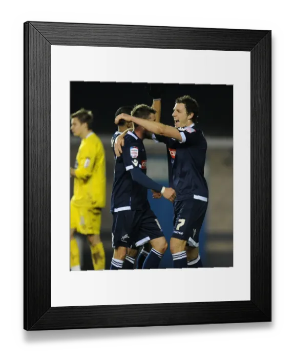 Framed Print : Millwall's Fourth Goal Blitz: Darius Henderson's Hat-Trick Celebration (FA Cup Third Round Replay vs. Dagenham & Redbridge, 17-01-2012) Framed Print : Millwall's Fourth Goal Blitz: Darius Henderson's Hat-Trick Celebration (FA Cup Third Round Replay vs. Dagenham & Redbridge, 17-01-2012)