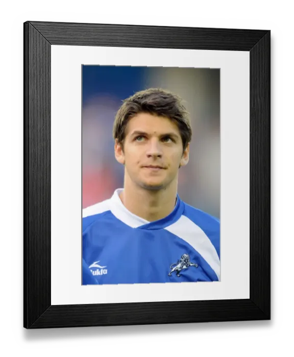 Framed Print : George Friend at The New Den: Millwall vs Oldham Athletic, Football League One (August 18, 2009)