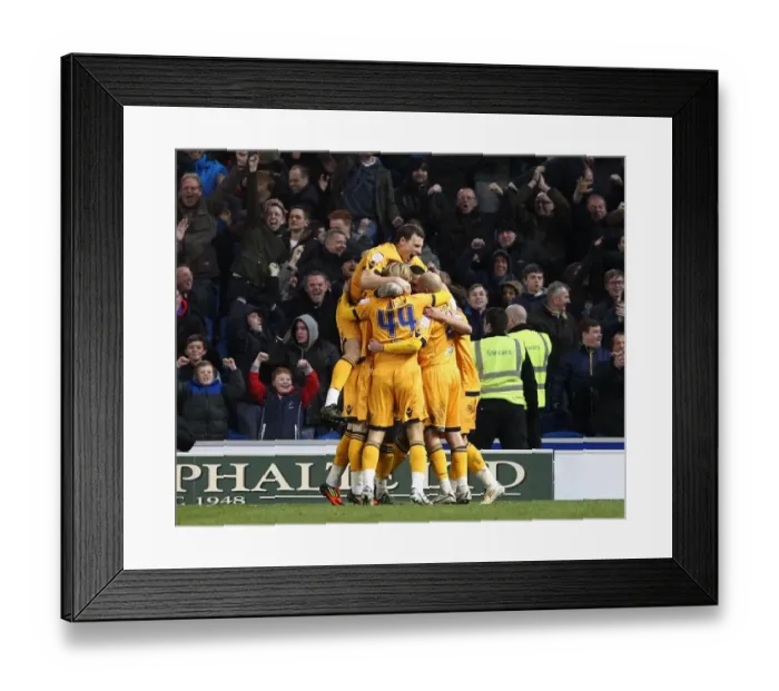 Framed Print : Millwall Celebrate Second Goal Against Brighton and Hove Albion in Championship Match Framed Print : Millwall Celebrate Second Goal Against Brighton and Hove Albion in Championship Match