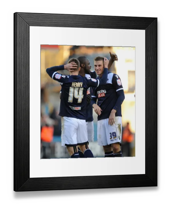 Framed Print : Millwall's Chris Wood and Teammates Celebrate Championship Victory over Leeds United
