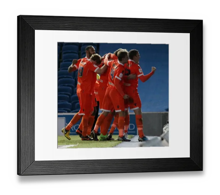 Framed Print : Millwall Celebrate First Goal Against Brighton and Hove Albion in Championship Match at AMEX Stadium Framed Print : Millwall Celebrate First Goal Against Brighton and Hove Albion in Championship Match at AMEX Stadium