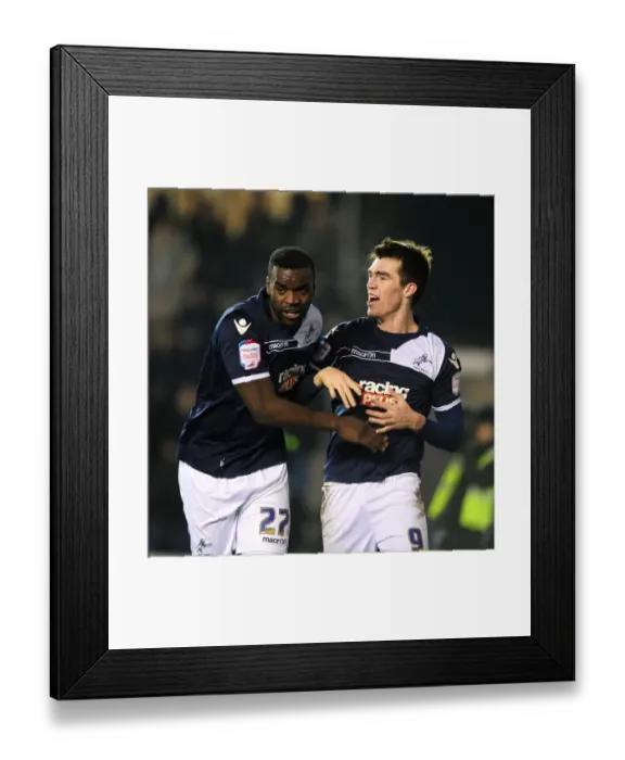 Framed Print : Millwall's John Marquis and Karleigh Osborne Celebrate Second Goal in FA Cup Fourth Round Match Against Aston Villa Framed Print : Millwall's John Marquis and Karleigh Osborne Celebrate Second Goal in FA Cup Fourth Round Match Against Aston Villa