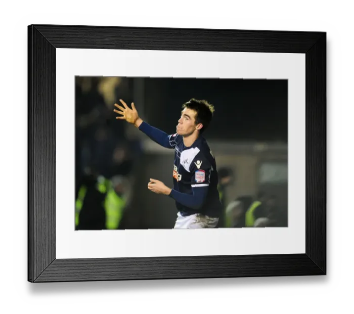 Framed Print : Millwall's John Marquis Celebrates Second Goal Against Aston Villa in FA Cup Fourth Round at The Den Framed Print : Millwall's John Marquis Celebrates Second Goal Against Aston Villa in FA Cup Fourth Round at The Den
