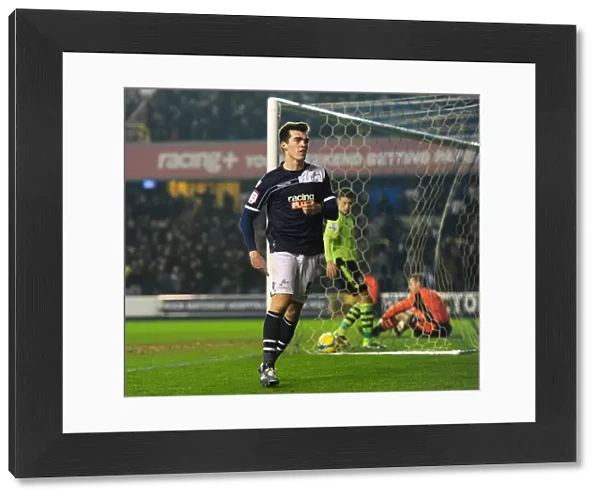 Millwall's John Marquis: Celebrating the Shocking Second Goal Against Aston Villa in FA Cup Round 4 (25-01-2013)
