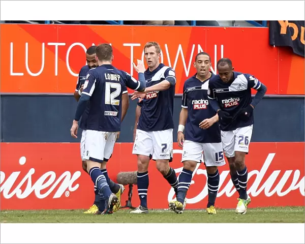 Millwall's Rob Hulse Scores Second Goal, Celebrates with Team-mates in FA Cup Fifth Round Clash vs. Luton Town (16-02-2013)