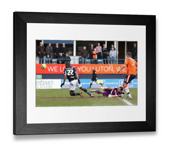 Framed Print : Millwall's Third Goal Blitz: FA Cup Fifth Round Victory over Luton Town at Kenilworth Road Framed Print : Millwall's Third Goal Blitz: FA Cup Fifth Round Victory over Luton Town at Kenilworth Road