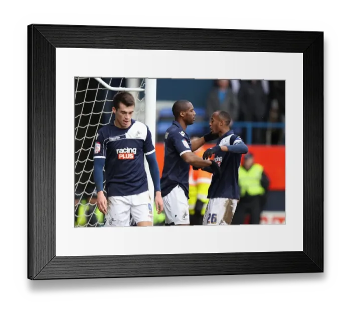 Framed Print : Millwall's Triumph: Guessan and Abdou Celebrate Third Goal vs. Luton Town in FA Cup Fifth Round Framed Print : Millwall's Triumph: Guessan and Abdou Celebrate Third Goal vs. Luton Town in FA Cup Fifth Round