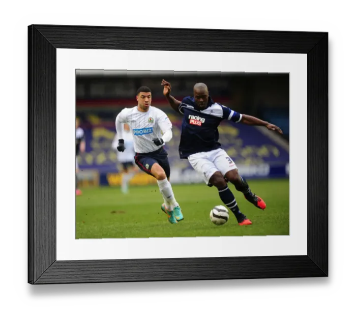 Framed Print : Millwall vs. Blackburn Rovers: FA Cup Quarterfinal Showdown - A Battle for the Ball between Danny Shittu and Leon Best (The Den, 10-03-2013) Framed Print : Millwall vs. Blackburn Rovers: FA Cup Quarterfinal Showdown - A Battle for the Ball between Danny Shittu and Leon Best (The Den, 10-03-2013)