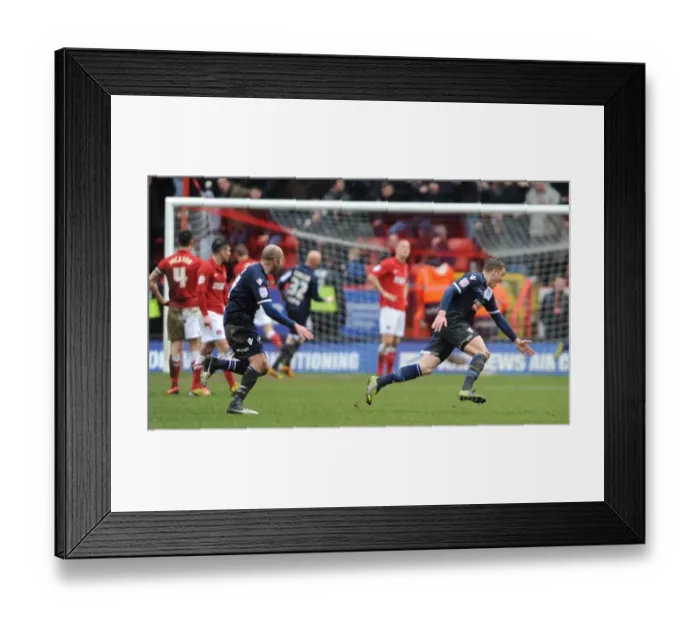 Framed Print : Millwall's Shane Lowry Scores Second Goal Against Charlton Athletic in Npower Championship Match Framed Print : Millwall's Shane Lowry Scores Second Goal Against Charlton Athletic in Npower Championship Match