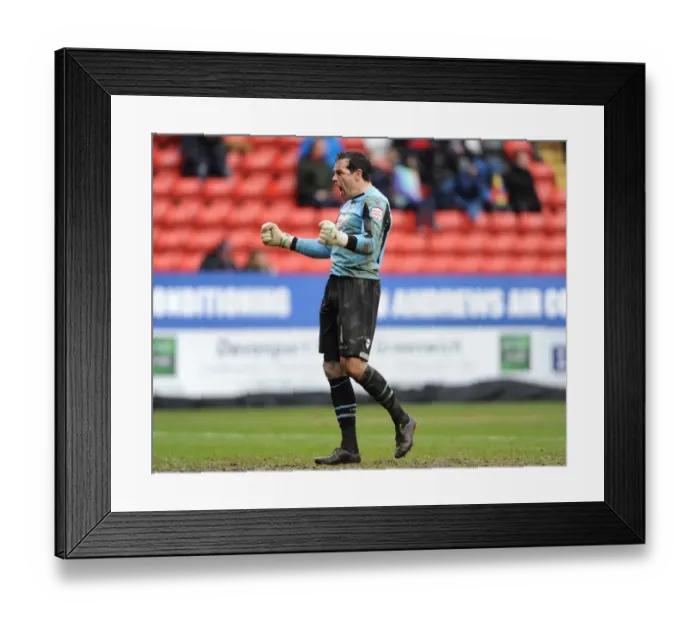Framed Print : Millwall's David Forde Celebrates Championship Victory Over Charlton Athletic (Charlton Athletic v Millwall: The Valley, 16-03-2013) Framed Print : Millwall's David Forde Celebrates Championship Victory Over Charlton Athletic (Charlton Athletic v Millwall: The Valley, 16-03-2013)