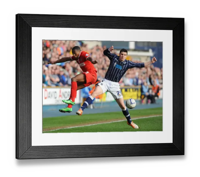 Framed Print : Battle for Supremacy: Garven vs. Harriott in Millwall vs. Charlton Athletic Championship Clash (The Den, 15-03-2014) Framed Print : Battle for Supremacy: Garven vs. Harriott in Millwall vs. Charlton Athletic Championship Clash (The Den, 15-03-2014)