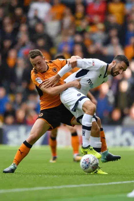 Framed Print : Intense Battle for Possession: Diogo Jota vs Conor McLaughlin (Wolverhampton Wanderers vs Millwall, Sky Bet Championship, 2017-18) Framed Print : Intense Battle for Possession: Diogo Jota vs Conor McLaughlin (Wolverhampton Wanderers vs Millwall, Sky Bet Championship, 2017-18)