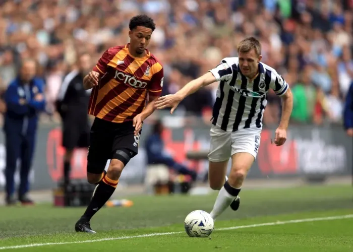 Framed Print : Intense Rivalry: Bradford City vs. Millwall in the Sky Bet League One Play-Off Final at Wembley Stadium Framed Print : Intense Rivalry: Bradford City vs. Millwall in the Sky Bet League One Play-Off Final at Wembley Stadium