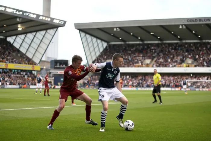 Framed Print : Intense Rivalry: Ferguson vs Darby in the Sky Bet League One Play-Off Semi-Final Clash between Millwall and Bradford City Framed Print : Intense Rivalry: Ferguson vs Darby in the Sky Bet League One Play-Off Semi-Final Clash between Millwall and Bradford City