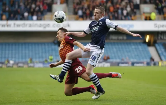 Framed Print : Intense Rivalry: Ferguson vs McMahon in the Millwall vs Bradford City Sky Bet League One Play-Off Semi-Final Second Leg
