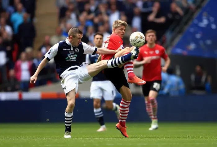 Framed Print : Intense Rivalry: Isgrove vs. Ferguson - Barnsley vs. Millwall in Sky Bet League One Play-Off Final Showdown (2015-16)