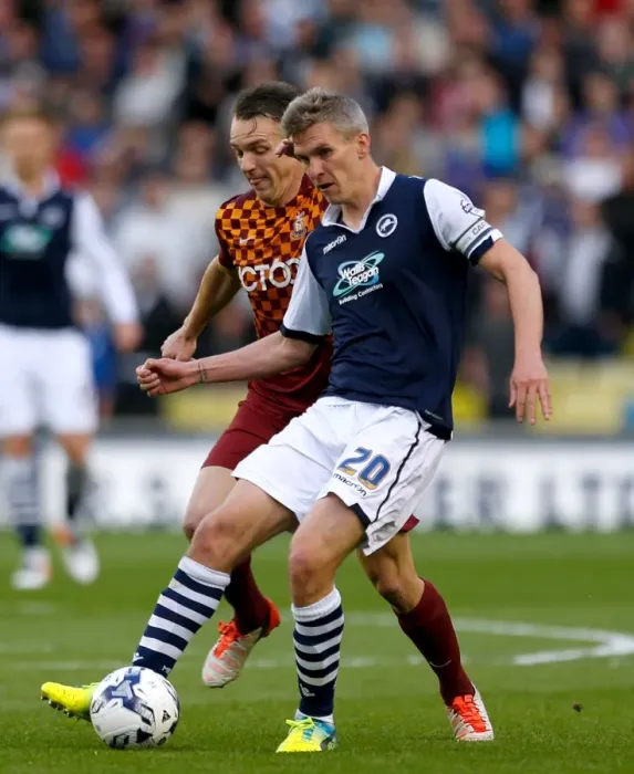 Framed Print : Intense Rivalry: Morison vs McMahon in the Sky Bet League One Play-Off Semi-Final Clash between Millwall and Bradford City