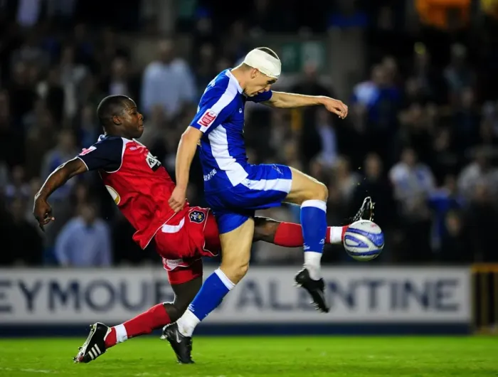 Framed Print : Intense Rivalry: Morison vs. Trotman in the Coca-Cola Football League One Play-Off Semi-Final - Milwall vs. Huddersfield Town (The New Den)