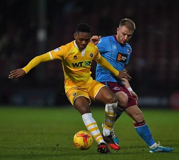 Intense Rivalry: Paddy Madden vs Byron Webster Battle at Glanford Park (Millwall vs Scunthorpe United, Sky Bet League One)