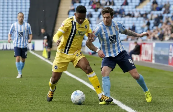 Framed Print : Mahlen Romeo vs. Romain Vincelot: Intense Rivalry in Sky Bet League One Clash between Coventry City and Millwall (2015-16) Framed Print : Mahlen Romeo vs. Romain Vincelot: Intense Rivalry in Sky Bet League One Clash between Coventry City and Millwall (2015-16)