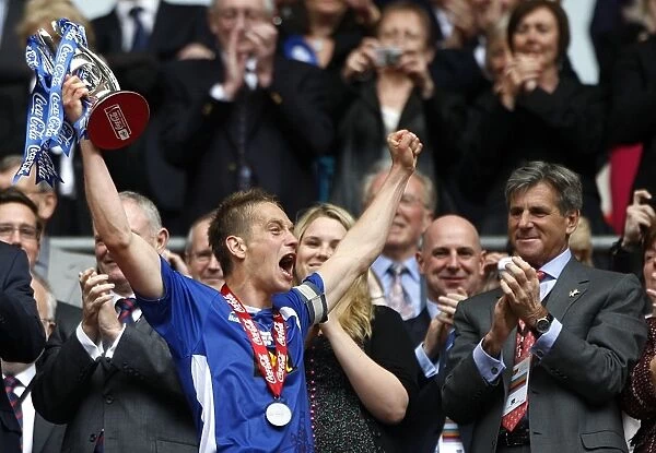 Millwall Football Club: Celebrating Championship at Wembley - The Presentation: John Berylson and Paul Robinson with the League One Play Off Trophy