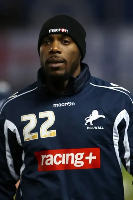 Framed Print : Millwall vs Brighton and Hove Albion in the Npower Championship: Dany N'Guessan at AMEX Stadium (February 14, 2012)