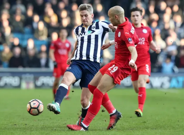 Framed Print : Millwall vs Leicester City: FA Cup Fifth Round Clash - Steve Morison vs Yohan Benalouane Battle Framed Print : Millwall vs Leicester City: FA Cup Fifth Round Clash - Steve Morison vs Yohan Benalouane Battle
