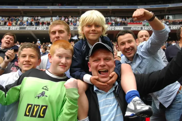 Framed Print : Millwall vs Swindon Town: Football Fans Celebrate at Wembley Stadium during the 2010 Coca-Cola League One Play-Off Final Framed Print : Millwall vs Swindon Town: Football Fans Celebrate at Wembley Stadium during the 2010 Coca-Cola League One Play-Off Final