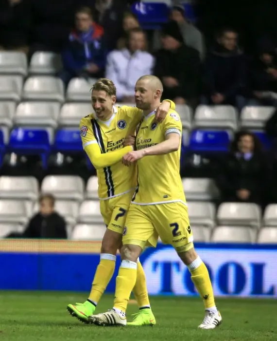 Framed Print : Millwall's Alan Dunne and Lee Martin: Celebrating the Opening Goal Against Birmingham City (Sky Bet League Championship) Framed Print : Millwall's Alan Dunne and Lee Martin: Celebrating the Opening Goal Against Birmingham City (Sky Bet League Championship)