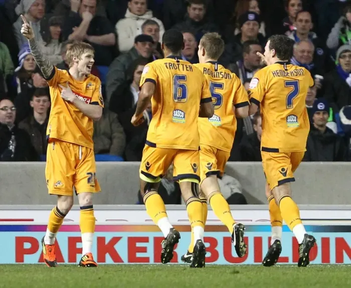 Framed Print : Millwall's Andrew Keogh Scores the Winner: Brighton & Hove Albion vs. Millwall in Championship Framed Print : Millwall's Andrew Keogh Scores the Winner: Brighton & Hove Albion vs. Millwall in Championship