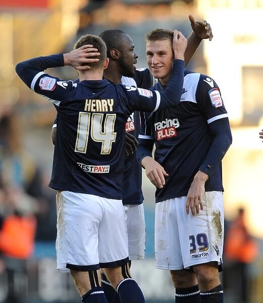Millwall's Chris Wood and Teammates Celebrate Championship Victory over Leeds United