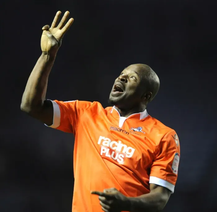 Framed Print : Millwall's Danny Shittu Celebrates Championship Win Against Leicester City (March 29, 2013: Leicester City v Millwall, King Power Stadium)