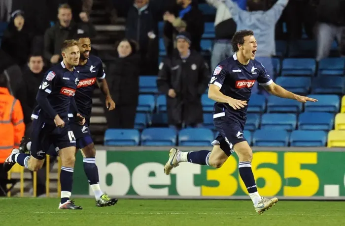 Framed Print : Millwall's Darius Henderson Scores First Goal Against Coventry City in Npower Championship (1-11-2011)