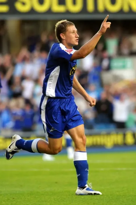 Framed Print : Millwall's David Martin Celebrates Goal Against Oldham Athletic in Coca-Cola Football League One Framed Print : Millwall's David Martin Celebrates Goal Against Oldham Athletic in Coca-Cola Football League One