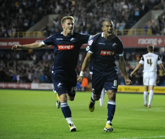 Framed Print : Millwall's Hamer Bouazza Nets His Second Goal vs. Peterborough United at The Den (17-8-2011) Framed Print : Millwall's Hamer Bouazza Nets His Second Goal vs. Peterborough United at The Den (17-8-2011)